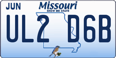 MO license plate UL2D6B