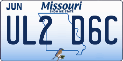 MO license plate UL2D6C