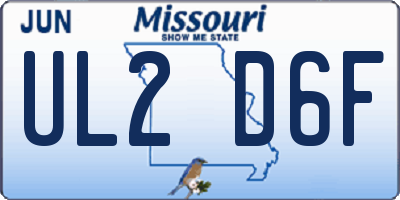 MO license plate UL2D6F