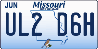 MO license plate UL2D6H