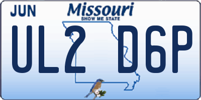 MO license plate UL2D6P