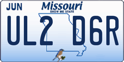 MO license plate UL2D6R