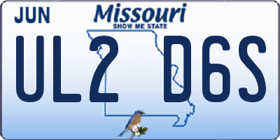 MO license plate UL2D6S