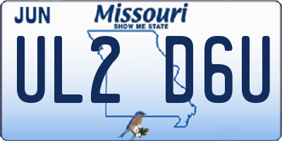 MO license plate UL2D6U