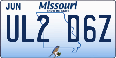 MO license plate UL2D6Z