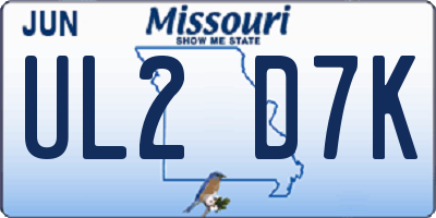 MO license plate UL2D7K