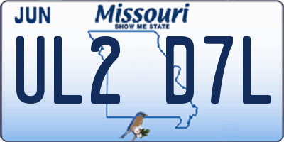 MO license plate UL2D7L