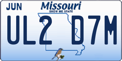 MO license plate UL2D7M