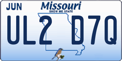 MO license plate UL2D7Q