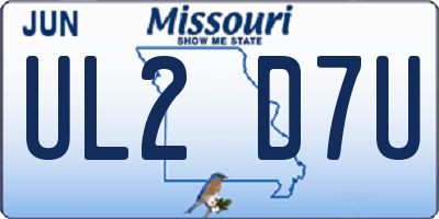 MO license plate UL2D7U
