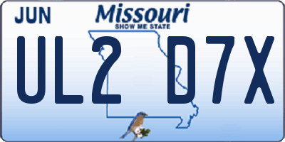 MO license plate UL2D7X