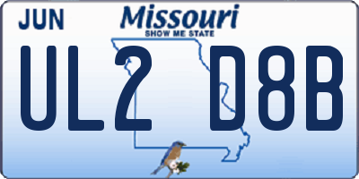 MO license plate UL2D8B