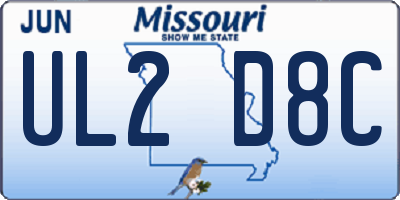 MO license plate UL2D8C