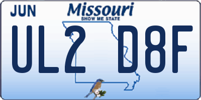 MO license plate UL2D8F