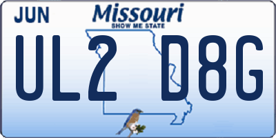 MO license plate UL2D8G
