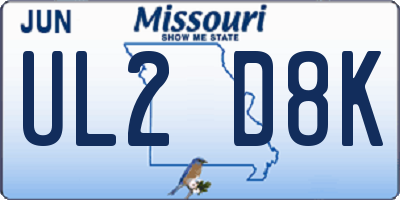 MO license plate UL2D8K