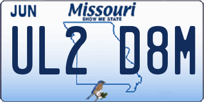 MO license plate UL2D8M