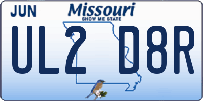 MO license plate UL2D8R