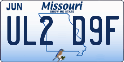 MO license plate UL2D9F