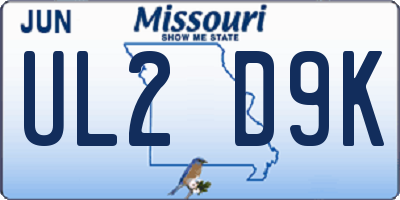 MO license plate UL2D9K