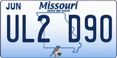 MO license plate UL2D9O