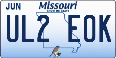 MO license plate UL2E0K