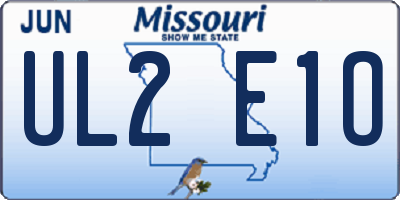 MO license plate UL2E1O