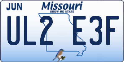 MO license plate UL2E3F