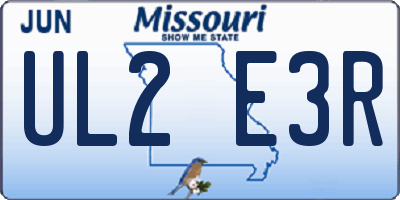 MO license plate UL2E3R