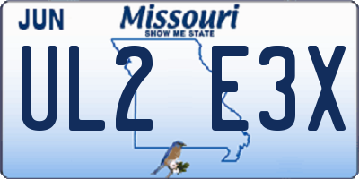 MO license plate UL2E3X