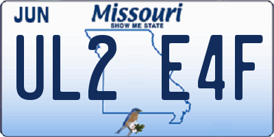 MO license plate UL2E4F