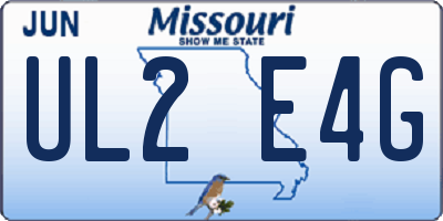 MO license plate UL2E4G