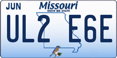 MO license plate UL2E6E