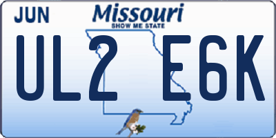 MO license plate UL2E6K