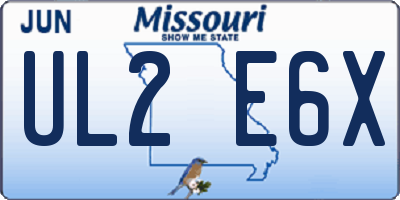 MO license plate UL2E6X