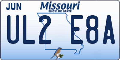 MO license plate UL2E8A