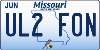 MO license plate UL2F0N
