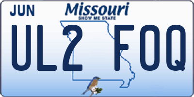 MO license plate UL2F0Q