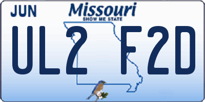 MO license plate UL2F2D