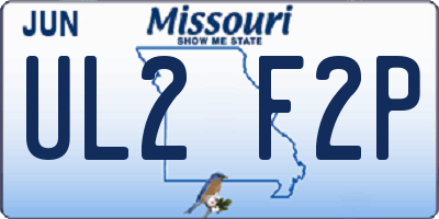 MO license plate UL2F2P