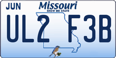 MO license plate UL2F3B