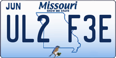 MO license plate UL2F3E