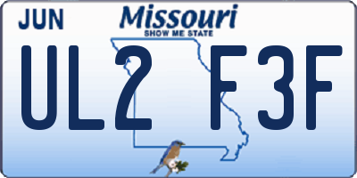 MO license plate UL2F3F
