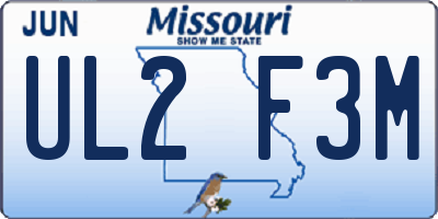 MO license plate UL2F3M