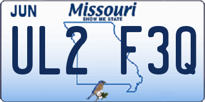 MO license plate UL2F3Q