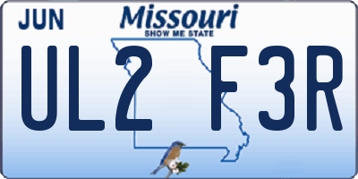 MO license plate UL2F3R