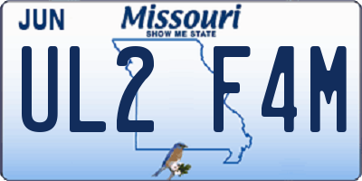 MO license plate UL2F4M