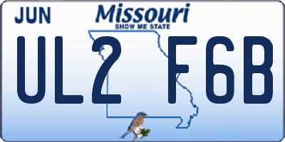MO license plate UL2F6B