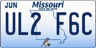 MO license plate UL2F6C