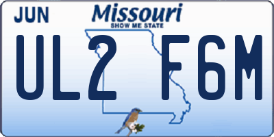 MO license plate UL2F6M
